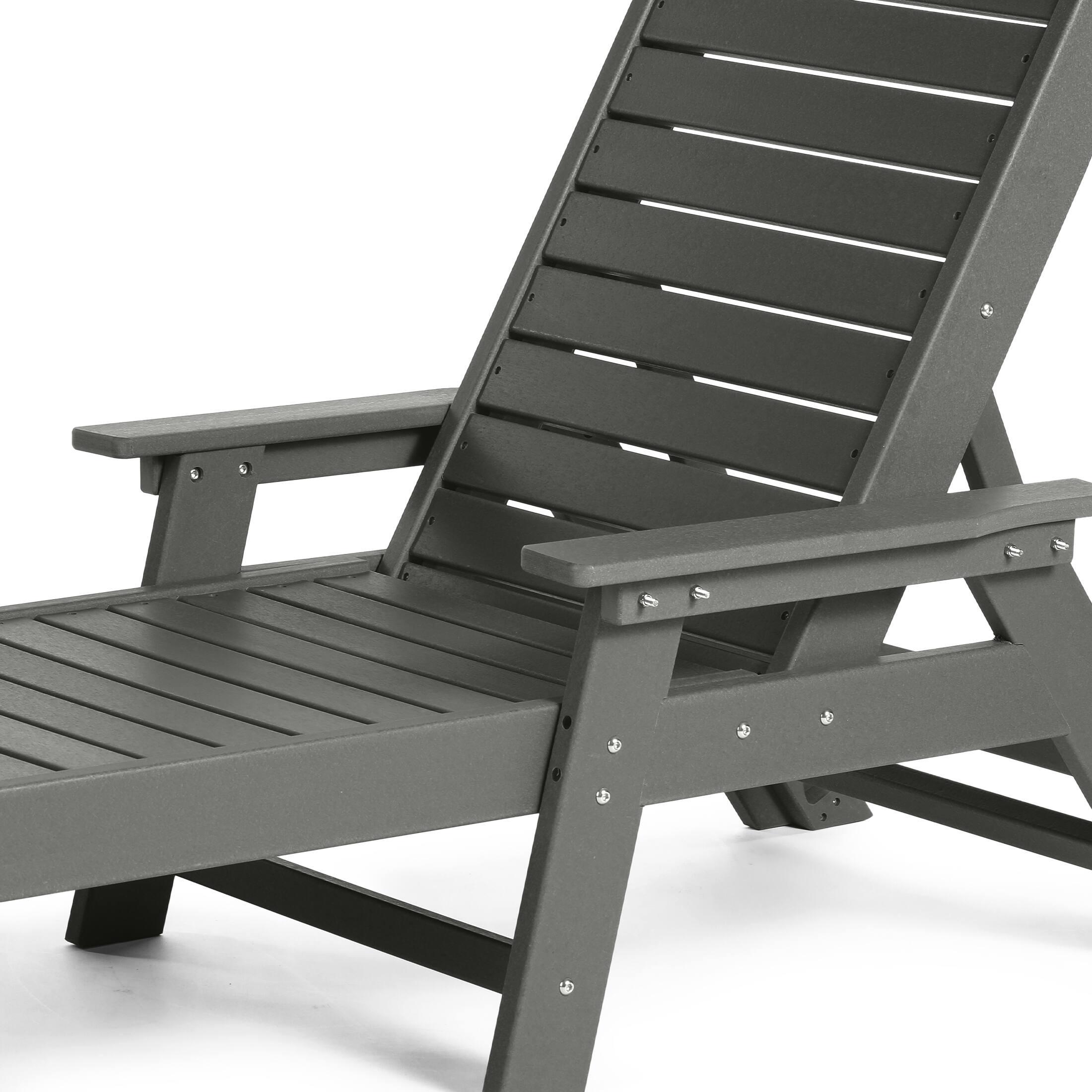 Alt View 4. WestinTrends - WestinTrends Malibu 3 piece Set Poly Adirondack Outdoor Chaise Lounges with Side Table - Gray.