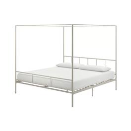 Hivvago - King size Modern Metal Canopy Bed Frame with Headboard and Footboard - White