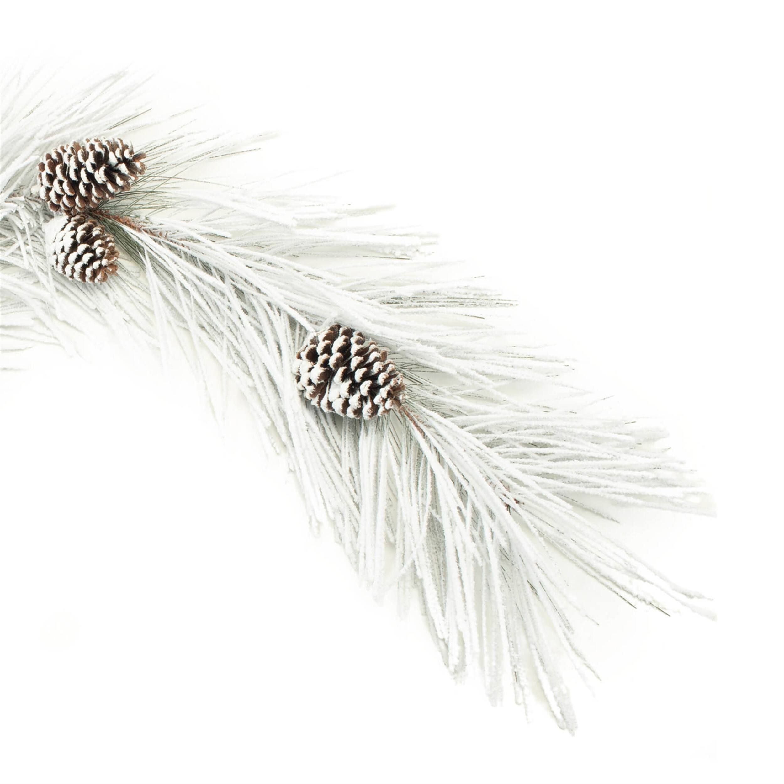 Left. BreeBe - Flocked Long Needle Pine Garland 48"L - White, Green.