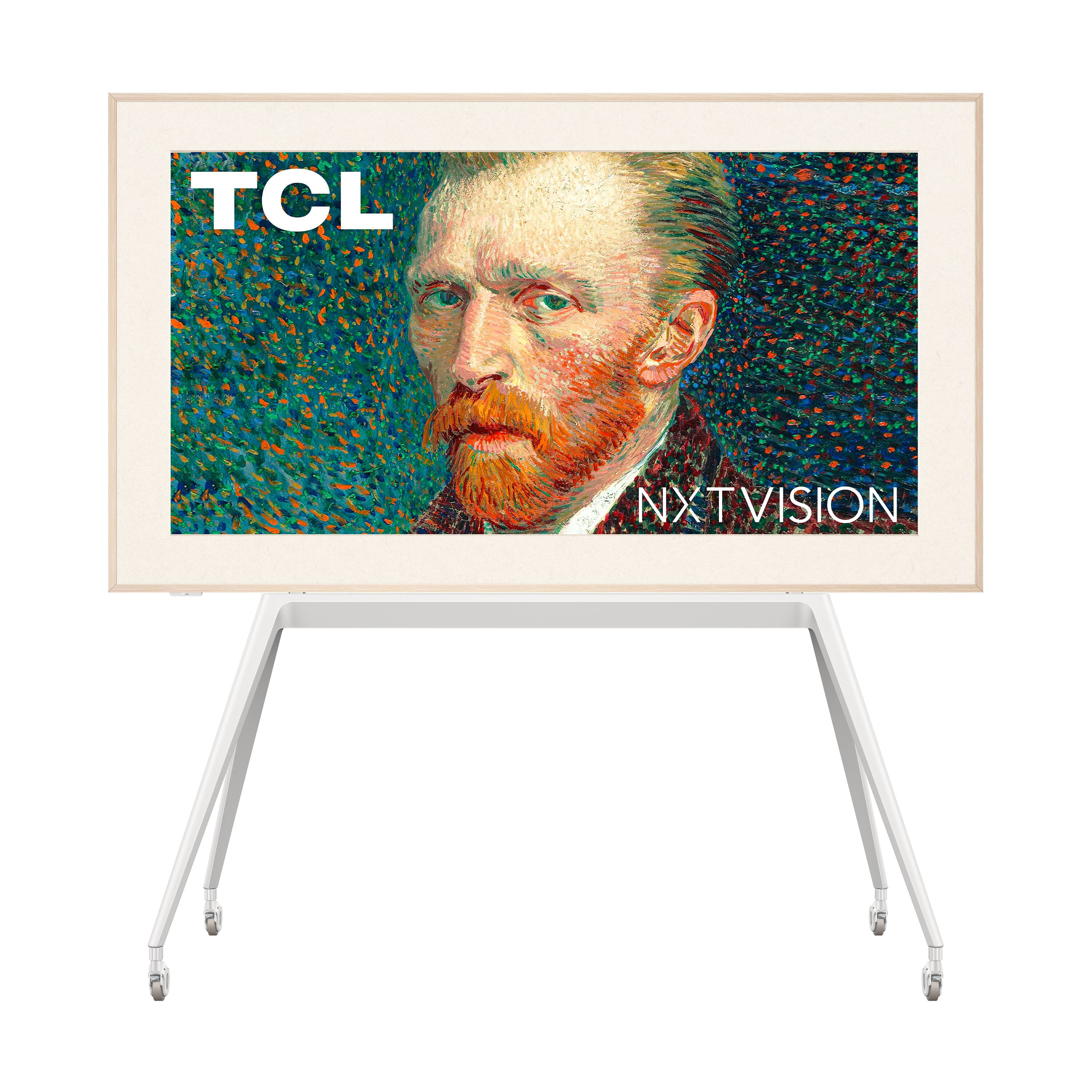 NXTVISION TV Movable Floor Stand for 55”- 85” TCL NXTVISION TVs with Magnetic Decorative Cover - White - Front_Zoom