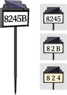 Pawtners - Solar Powered Address Sign, No Wiring Needed with Smart Sensor & 3 Lights, IP65 Waterproof Outdoor Plaque