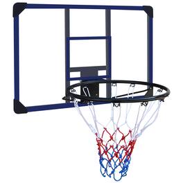 Ecooso - Wall-Mount Basketball Hoop, 35" x 24" Shatterproof Backboard, Folding Rim, All-Weather Net - Black+Blue