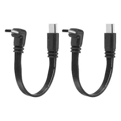 Front. Unique Bargains - 2pcs Flat USB C Cable, 90 Degree USB C to USB C Adapter, 480Mbps, Silicone, for Phone/Tablet/Laptop/Car Charger - Black.