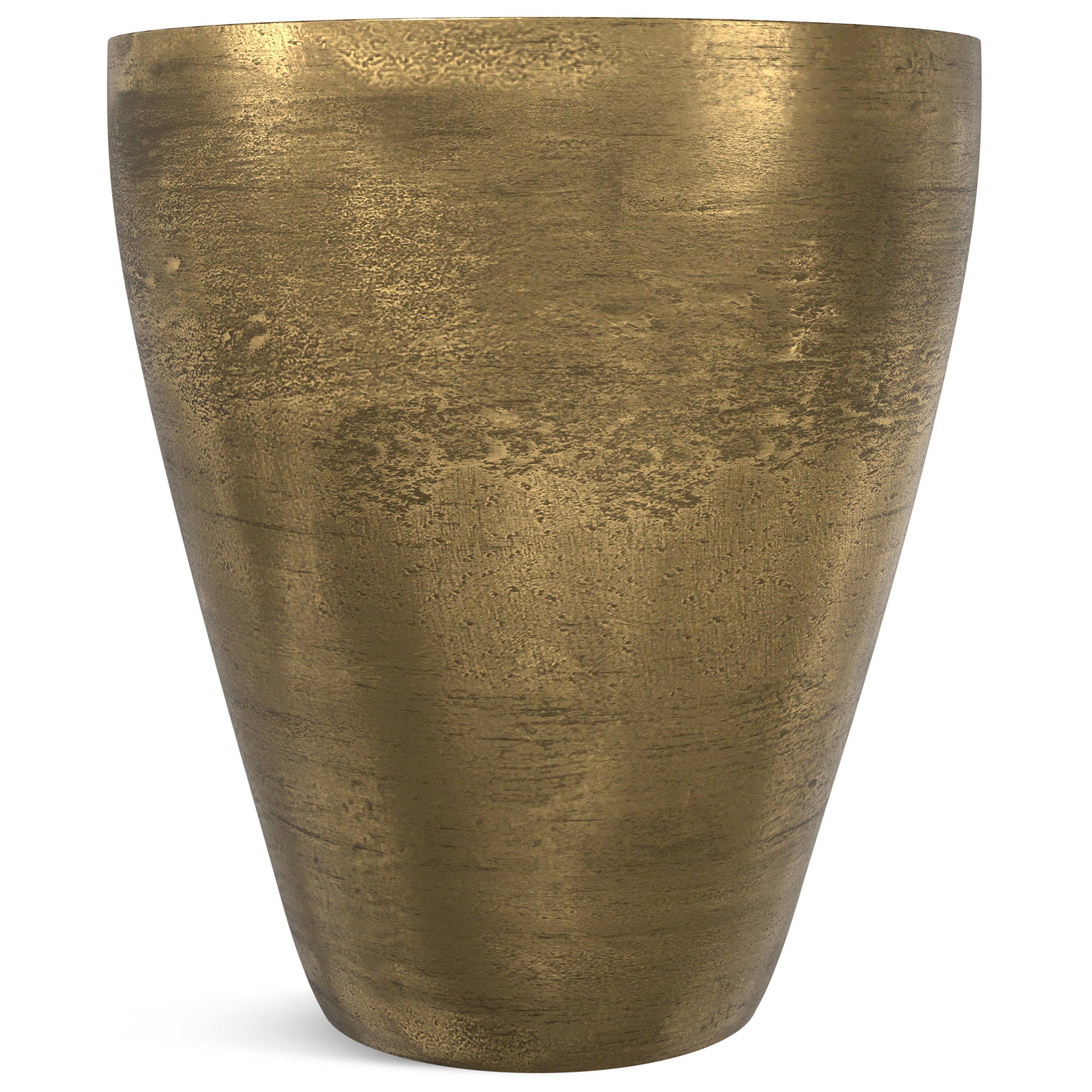 Left. Simpli Home - Cavan Contemporary 17 inch Wide Cast Aluminum Side Table in Antique Brass, Fully Assembled - Antique Brass.