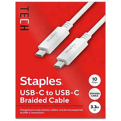 TECH Staples USB-C to USB-C Braided Cable
Charge & sync smartphones, tablets, and devices supported by USB-C connections.
10 Gbps BRAIDED CABLE
3.3ft
1M
