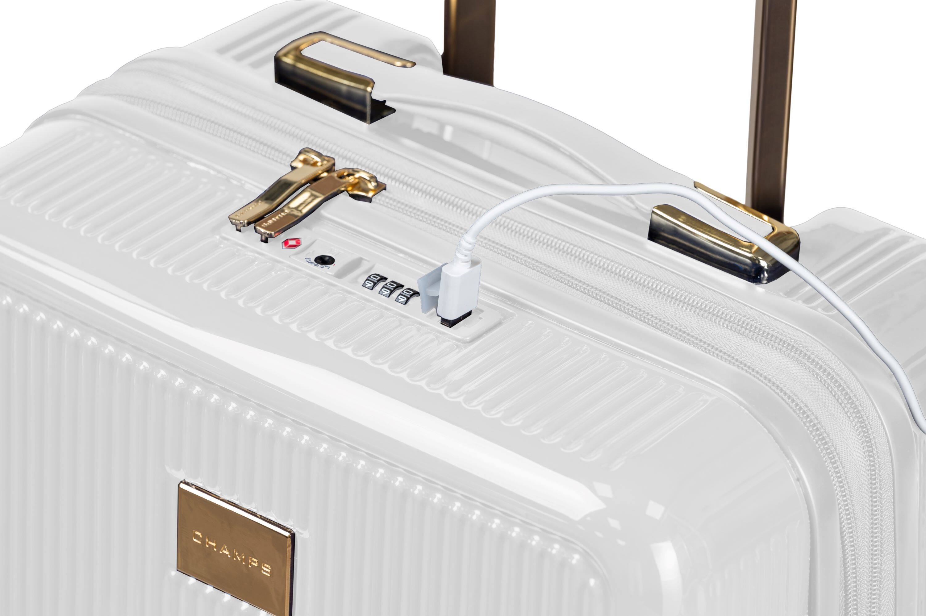 Left. Champs - Luxe 3-Piece Hardside Luggage Set - White.