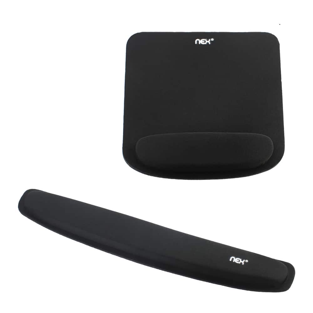 Oumilen - Ergonomic Keyboard & Mouse Wrist Rest Set, Memory Foam Support Kit With Mouse Pad for Office Desktop Work - Black