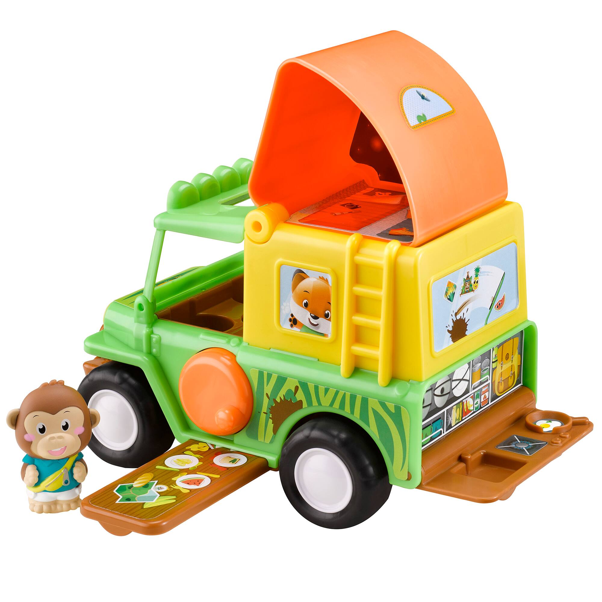 Front. Timber Tots - Timber Tots: The Safari Jeep - 4x4 Off-Road Vehicle & Monkey Animal Figurine Nature Playset - Multicolored.