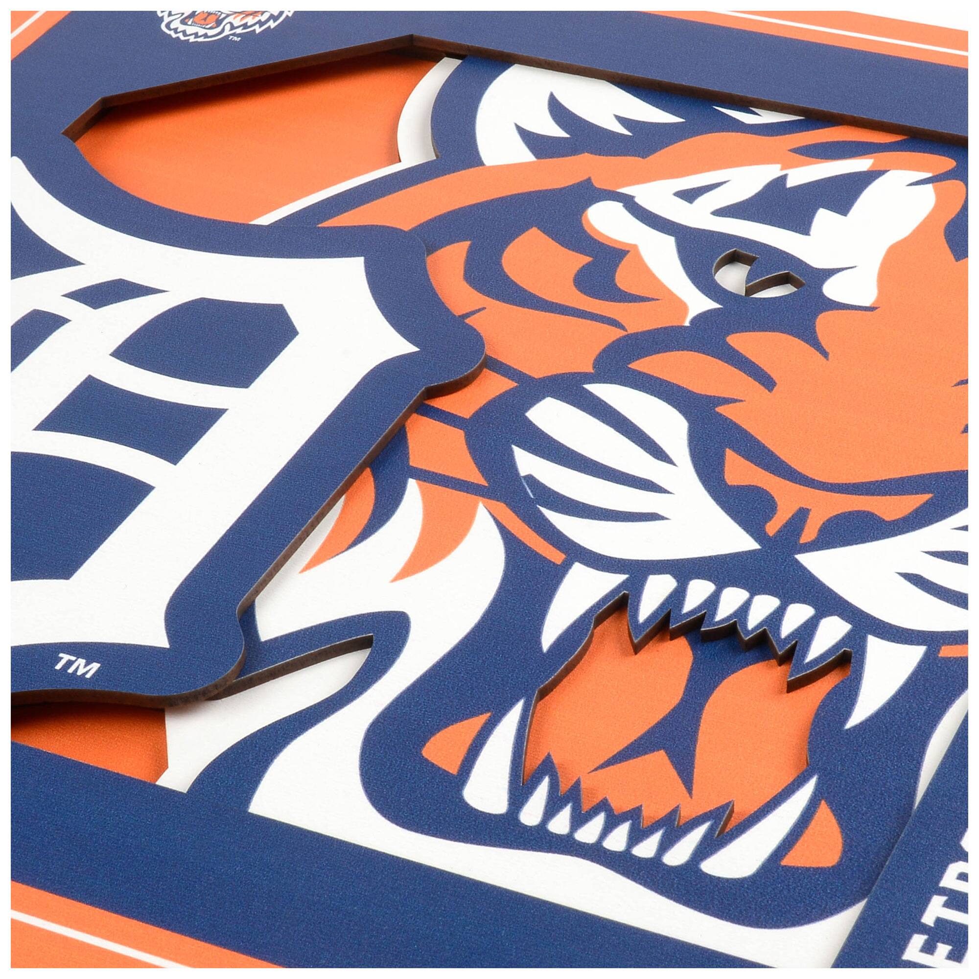 Alt View 1. YouTheFan - Detroit Tigers 12'' x 12'' 3D Logo Wall Art - Multicolor.