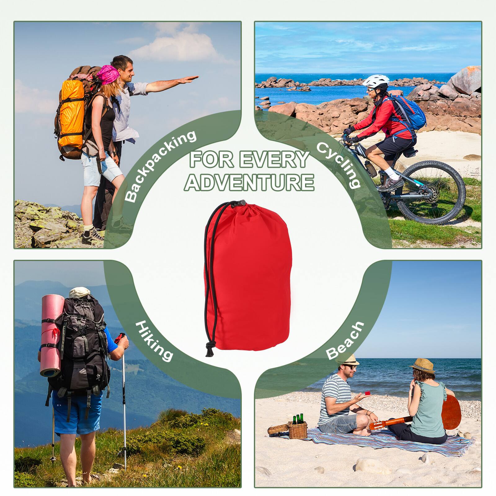 Backpacking for Every Adventure  
Cycling  
Hiking  
Beach