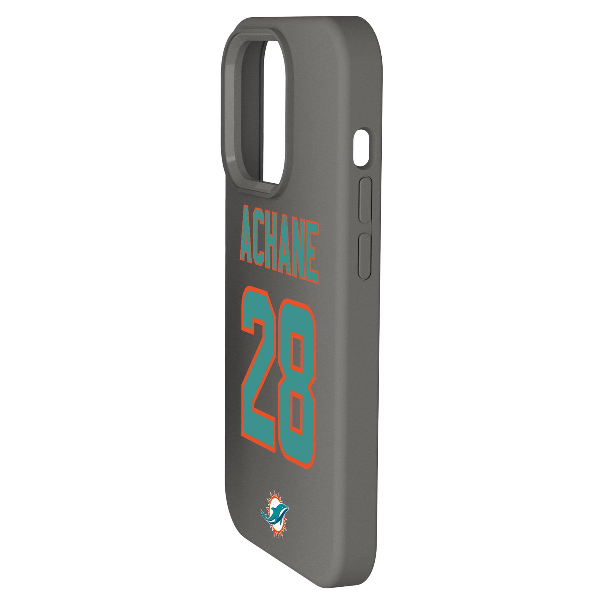 Alt View 1. Keyscaper - De-Von Achane Gray Miami Dolphins Ready Soft Touch iPhone Case - 14 Plus - Gray.