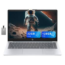 HP - 14" HD Laptop,AMD Athlon 7120,32GB RAM,128GB SSD,AMD Radeon Graphics,Wifi 6,Win 11 Home,32GB USB Card - Moonlight Blue