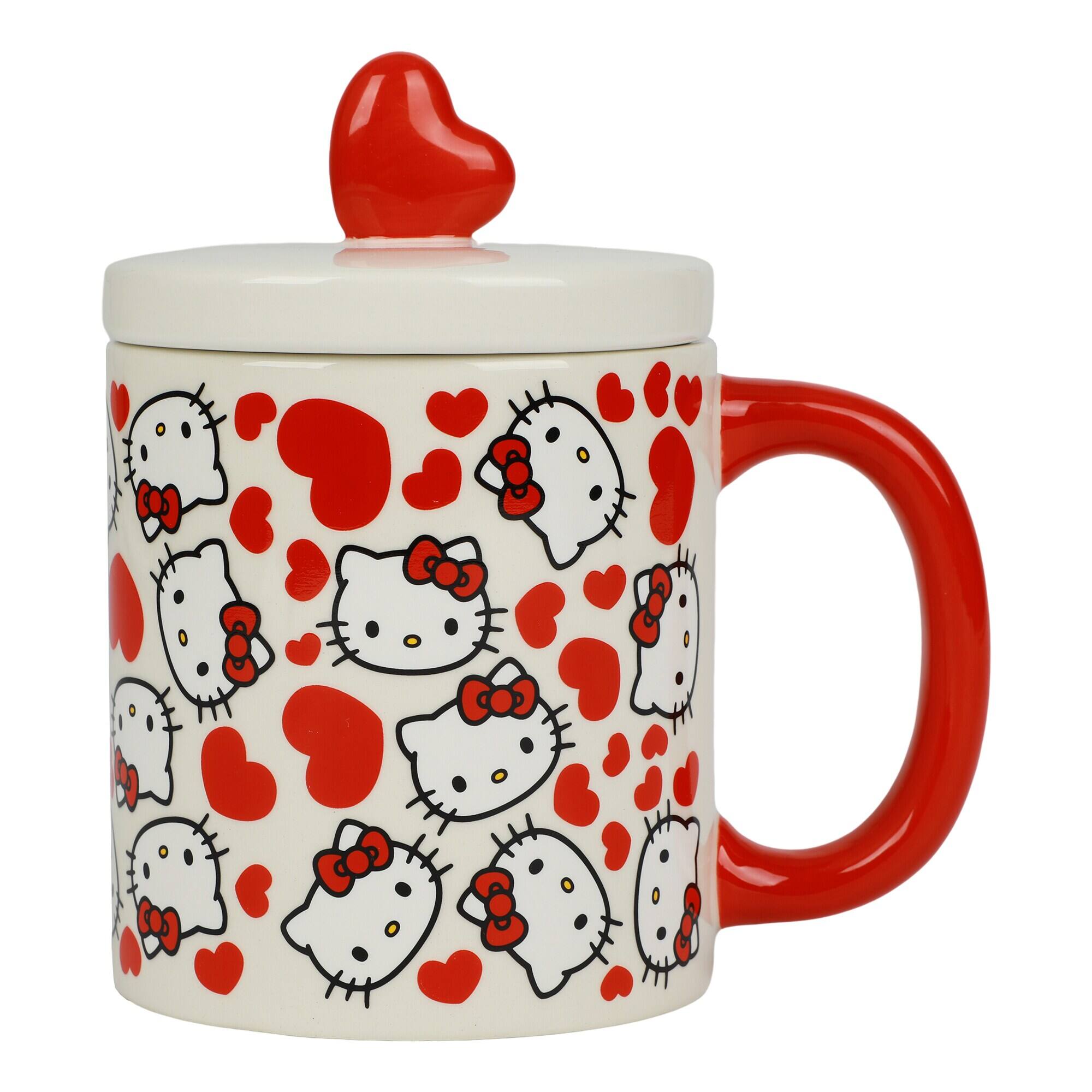 Alt View 1. Bioworld - Hello Kitty Valentine-s Day 16oz. Sculpted Ceramic Mug with Lid - Multicolor.