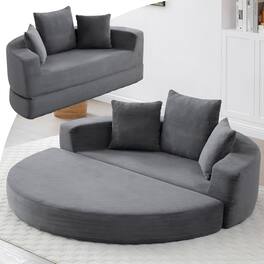 Trinkets Crazed - Modern Convertible Sofa Bed Sleeper Futon Couch Floor Lounge Loveseat with Pillows - Gray