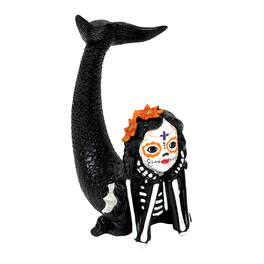 Things2Die4 - Day of the Dead Mermaid Figurine Resin Skeleton Decor 7.75 Inch Tabletop - Multicolor