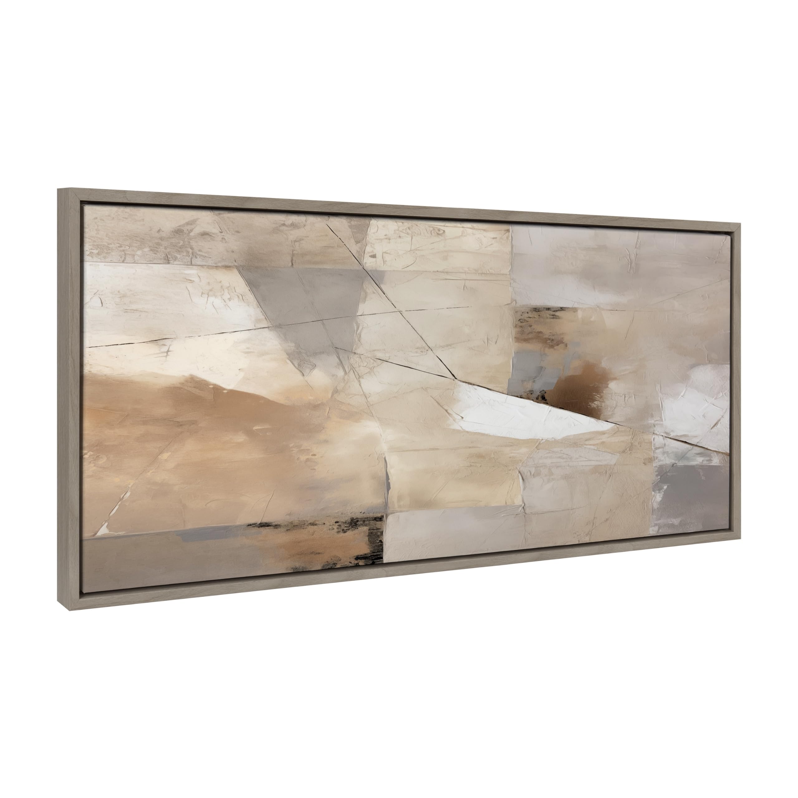 Front. Alchemy Casas - Sylvie Contemporary Neutral Textured Abstract Framed Canvas Wall Art By The Creative Bunch Studio 5x41 - Gray 18"L x 40"W.