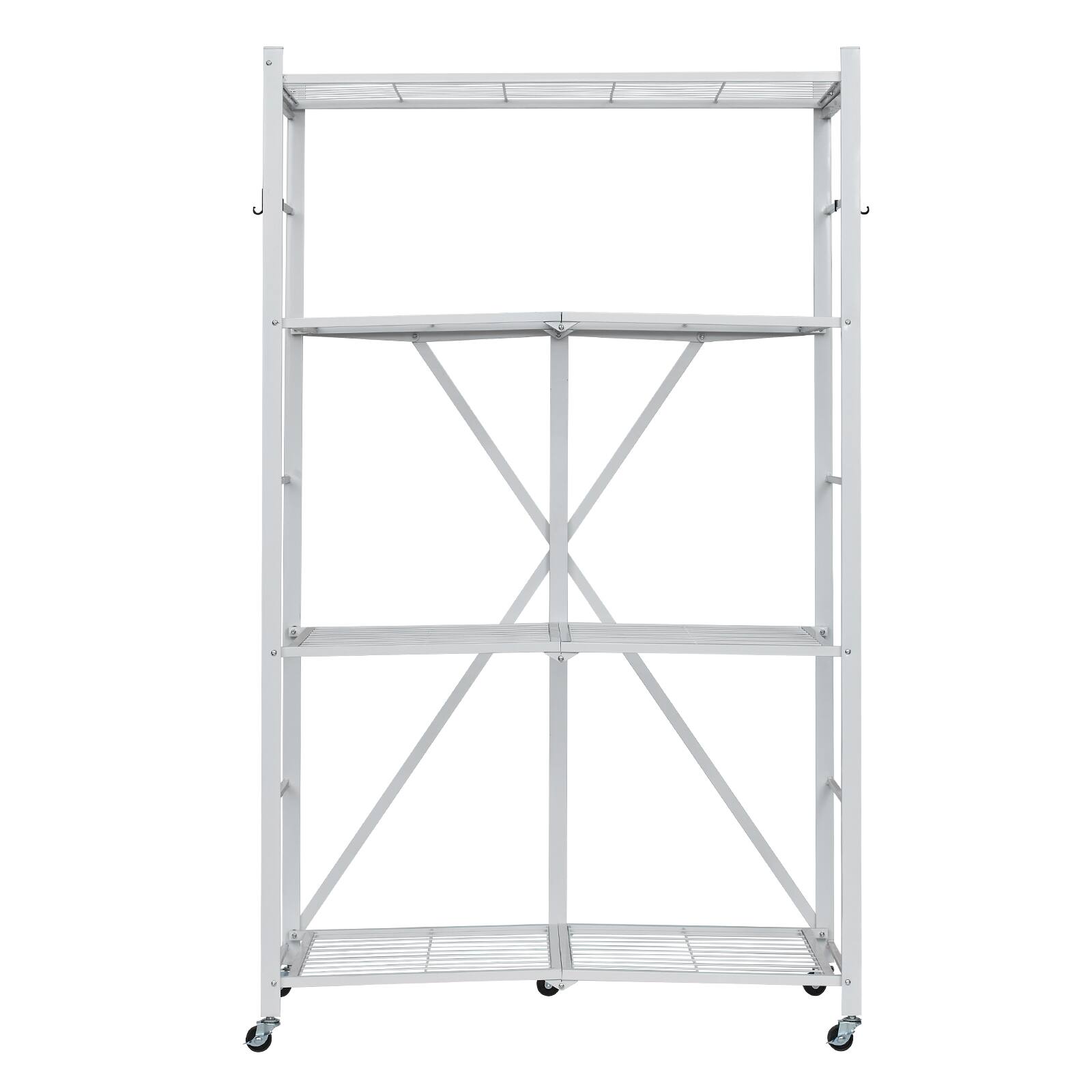 Alt View 5. VEVOR - 4-Tier Foldable Storage Shelf, 36Wx21Dx60H Inch Folding Metal Rack Shelving Unit, Heavy Duty No Assembly Organizer Shelf - White.