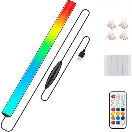 Front. PARKER SLATER - Under Monitor RGB Light Bar, 12" USB LED Desk Lamp with 353 Modes & Remote for Gaming/PC Setup - Black.