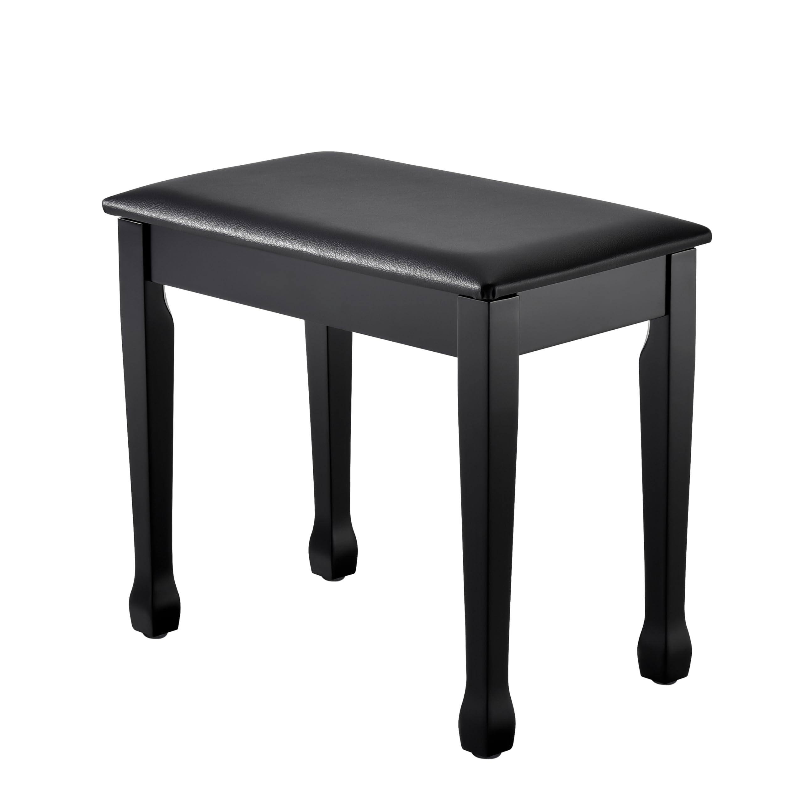 Fabibe - Wood Bench Piano with Waterproof Padded Cushion, Makeup Stools Vanity - Black