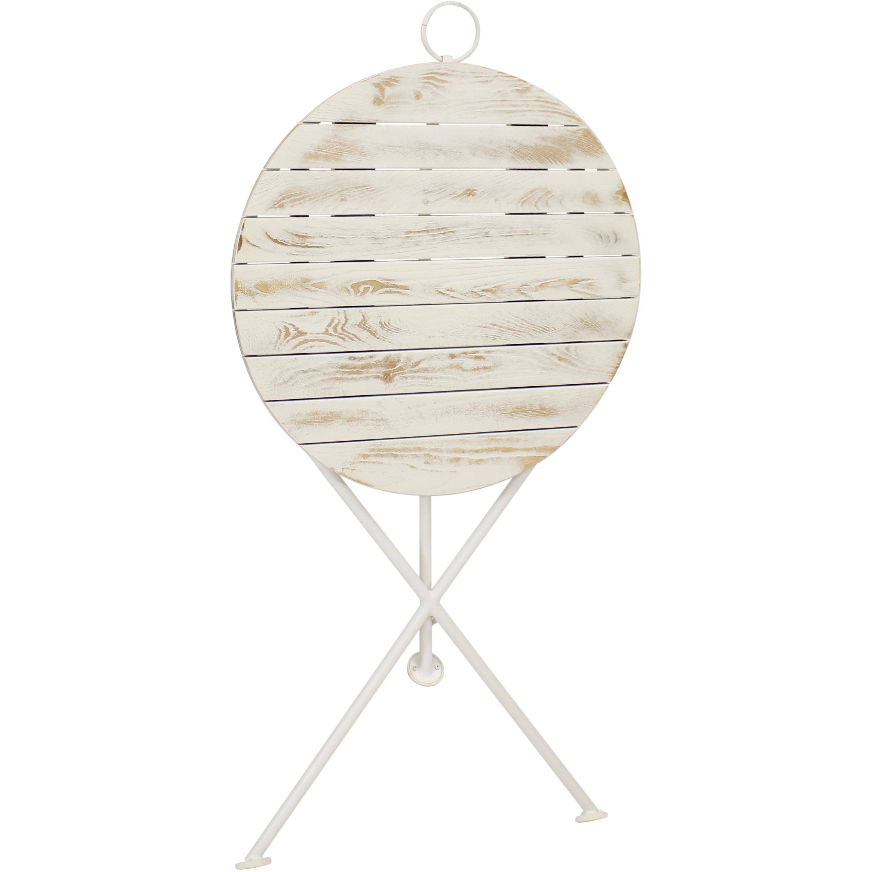 Alt View 7. Sunnydaze - 28 in French Country Chestnut Round Patio Bistro Dining Table - White.