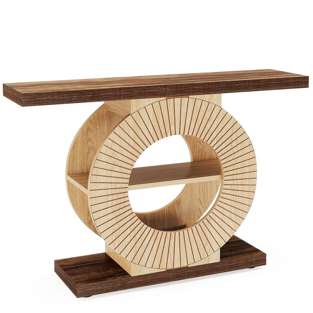 Angle. Kadyn - Entryway Table, Console Sofa Table,39.3" Console Table, Elegant Wood Sofa Table Hallway Table - Brown.