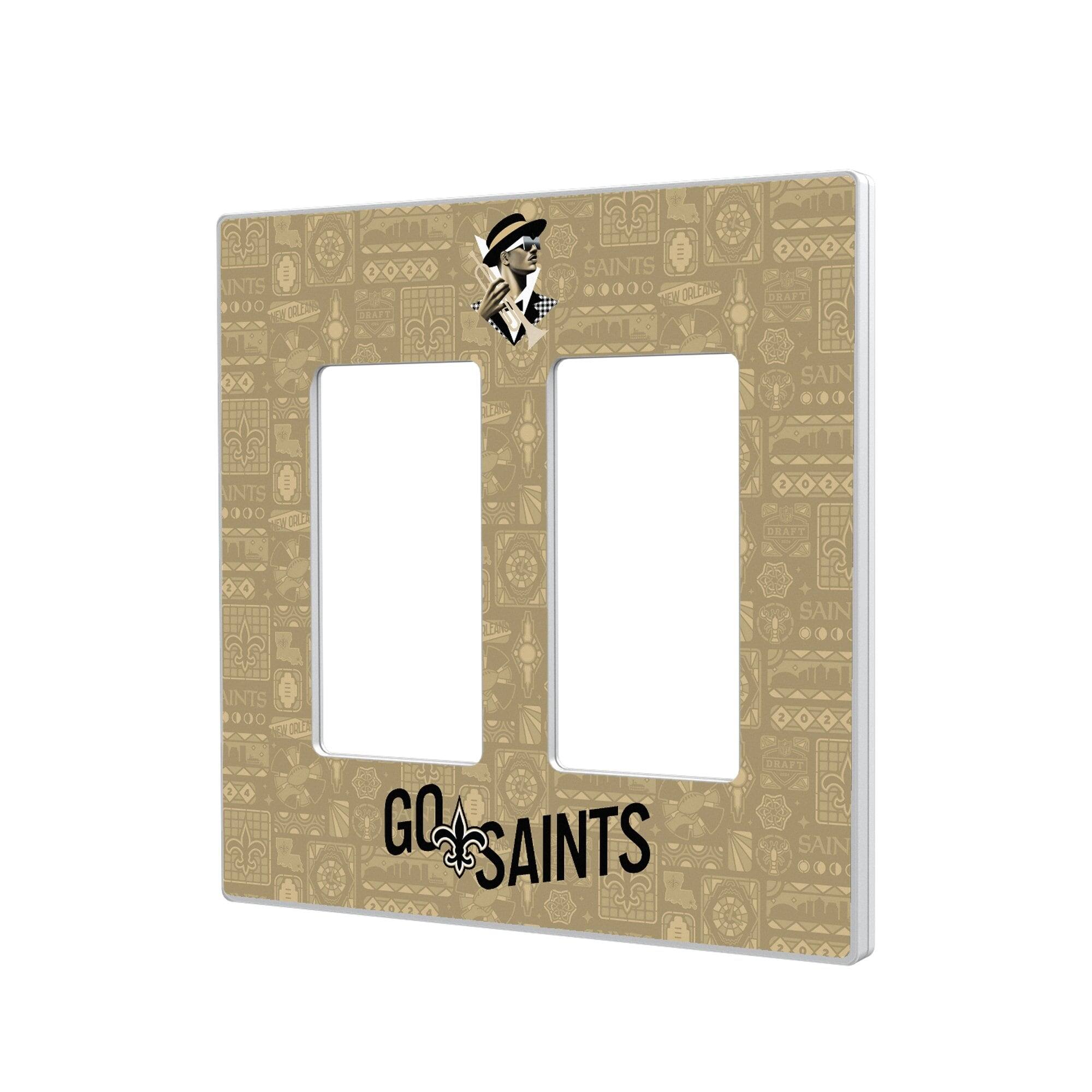 Keyscaper - New Orleans Saints 2024 Illustrated Limited Edition Double Rocker Light Switch Plate - White