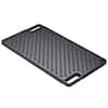 Front. VEVOR - Reversible Grill/Griddle, 9.7"x16.7" Pre-Seasoned Cast Iron Griddle, Rectangular Double Burner Griddle Pan - Black.