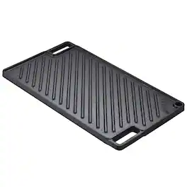 VEVOR - Reversible Grill/Griddle, 9.7"x16.7" Pre-Seasoned Cast Iron Griddle, Rectangular Double Burner Griddle Pan - Black