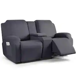 Fabibe - Reclining Loveseat with Middle Console Slipcover, Polyester, Stretch Design, Premium Quality - Dark Gray 2 Seat Recliner Cover with Console