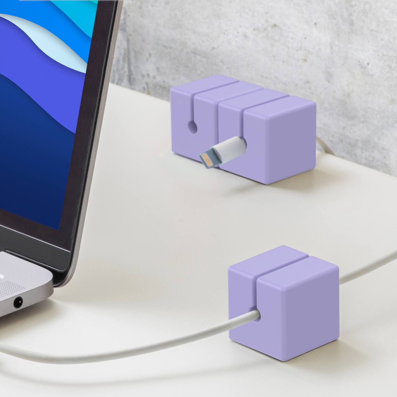 Left. Function 101 - Cable Blocks Magnetic Cord Organizers - Purple (3 pack) - Purple.