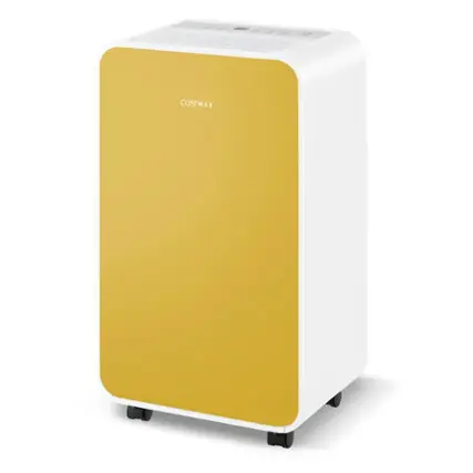 Front. Costway - Dehumidifier for Home Basement 32 Pints/Day 3 Modes Portable up to 2500 Sq. Ft Yellow - Yellow.