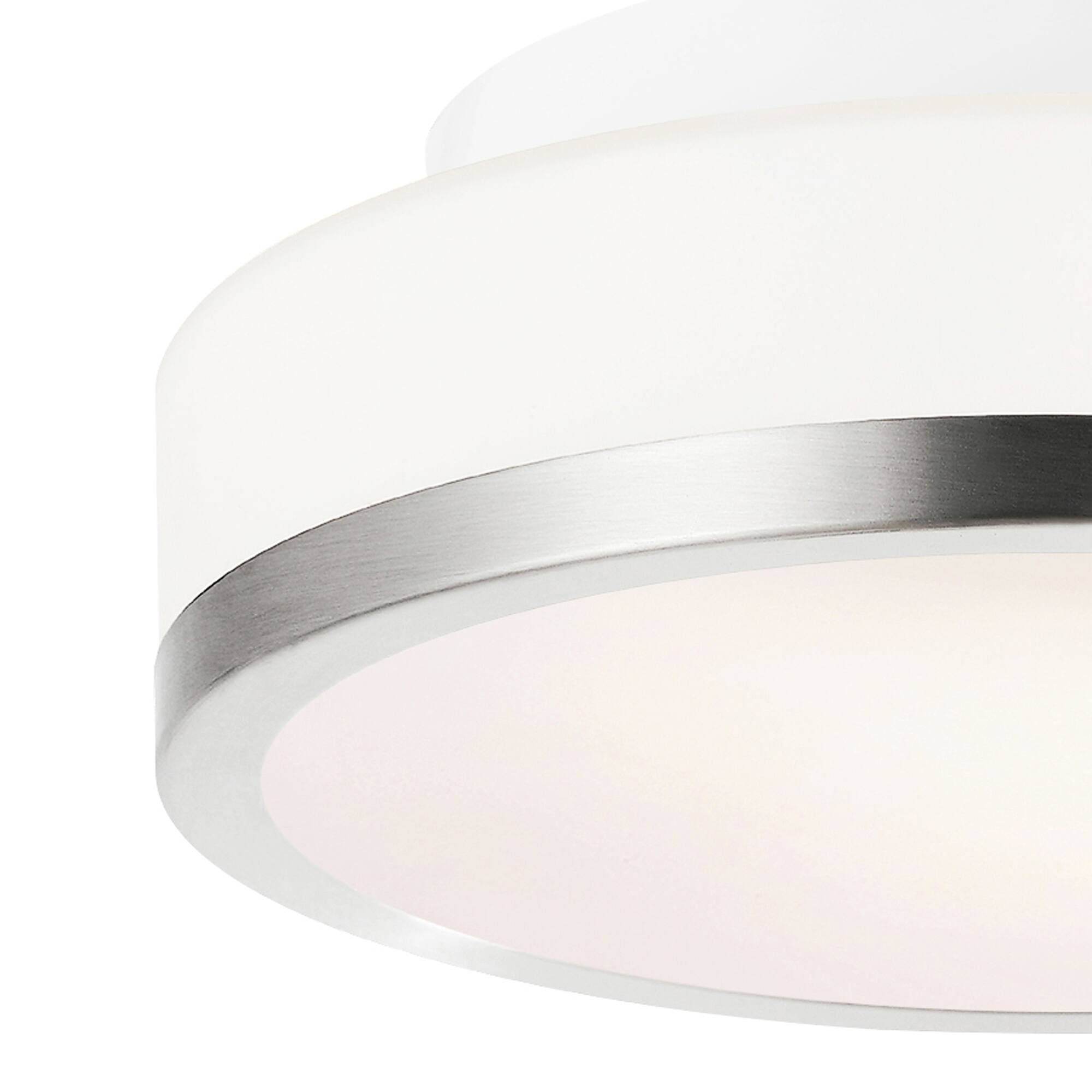 Left. CWI Lighting - Frosted 1 Light Drum Shade Flush Mount With Satin Nickel Finish - Satin Nickel.