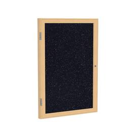 Ghent - 24"x18" 1-Dr Wood Fr Oak Finish Encl Recycled Rubber Bulletin Board - Confetti