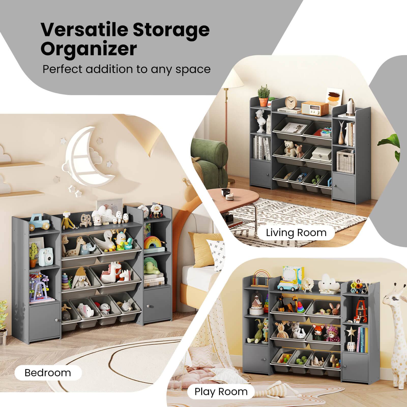 Versatile Storage Organizer  
Perfect addition to any space  

Living Room  
Bedroom  
Play Room