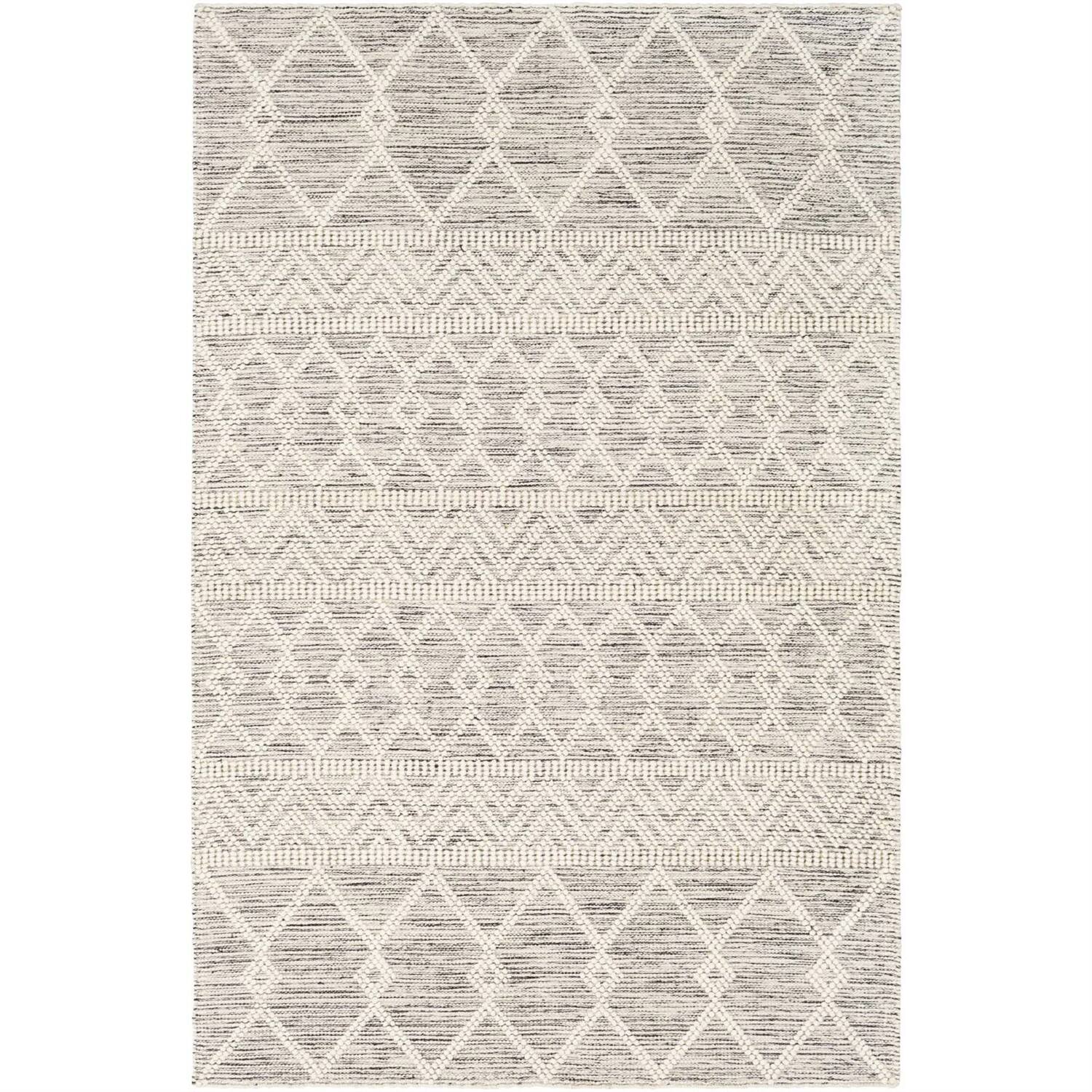 Back. Hivvago - 6-ft. x 9-ft. Hand Woven Wool Blend Grey Beige Ivory Persian Style Area Rug - Grey Beige Ivory.