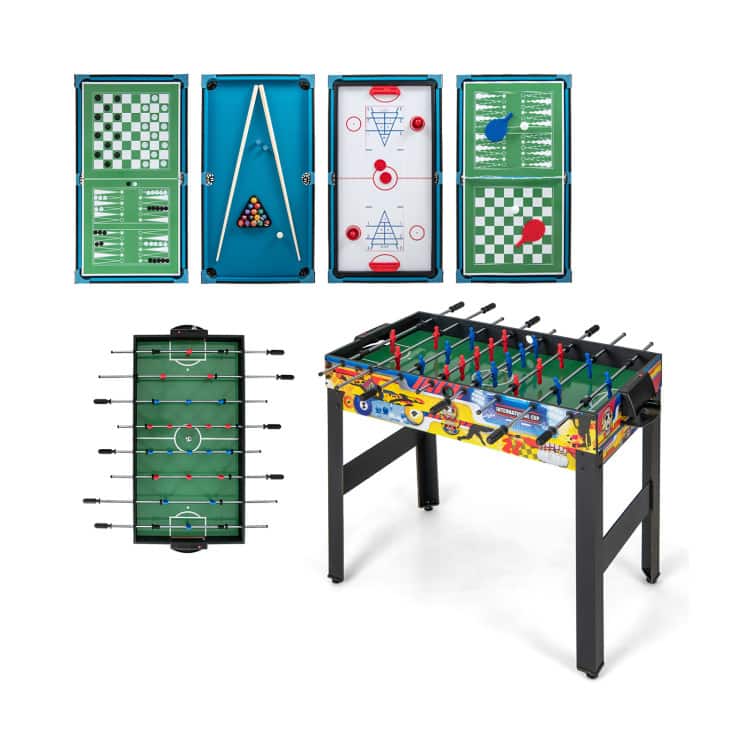 SlickBlue - Game 12 in 1 Table Set with Foosball Air Hockey Pool Chess Ping Pong - Multi