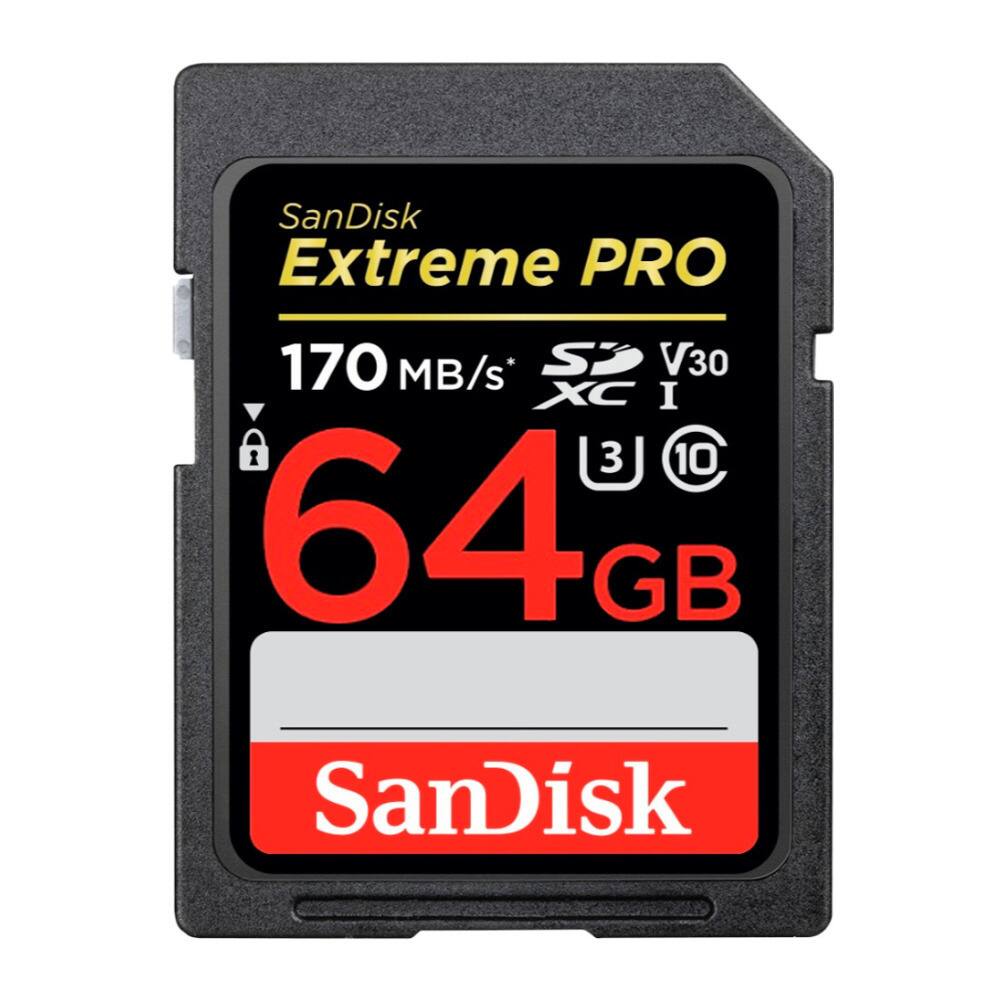 SanDisk Extreme PRO  
170 MB/s  
64 GB  
V30  
XC I  
3 UHS-I  
10  
SanDisk