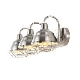Jonathan Y - Levi 24.5" 3-Light Industrial Farmhouse Iron LED Vanity - Nickel