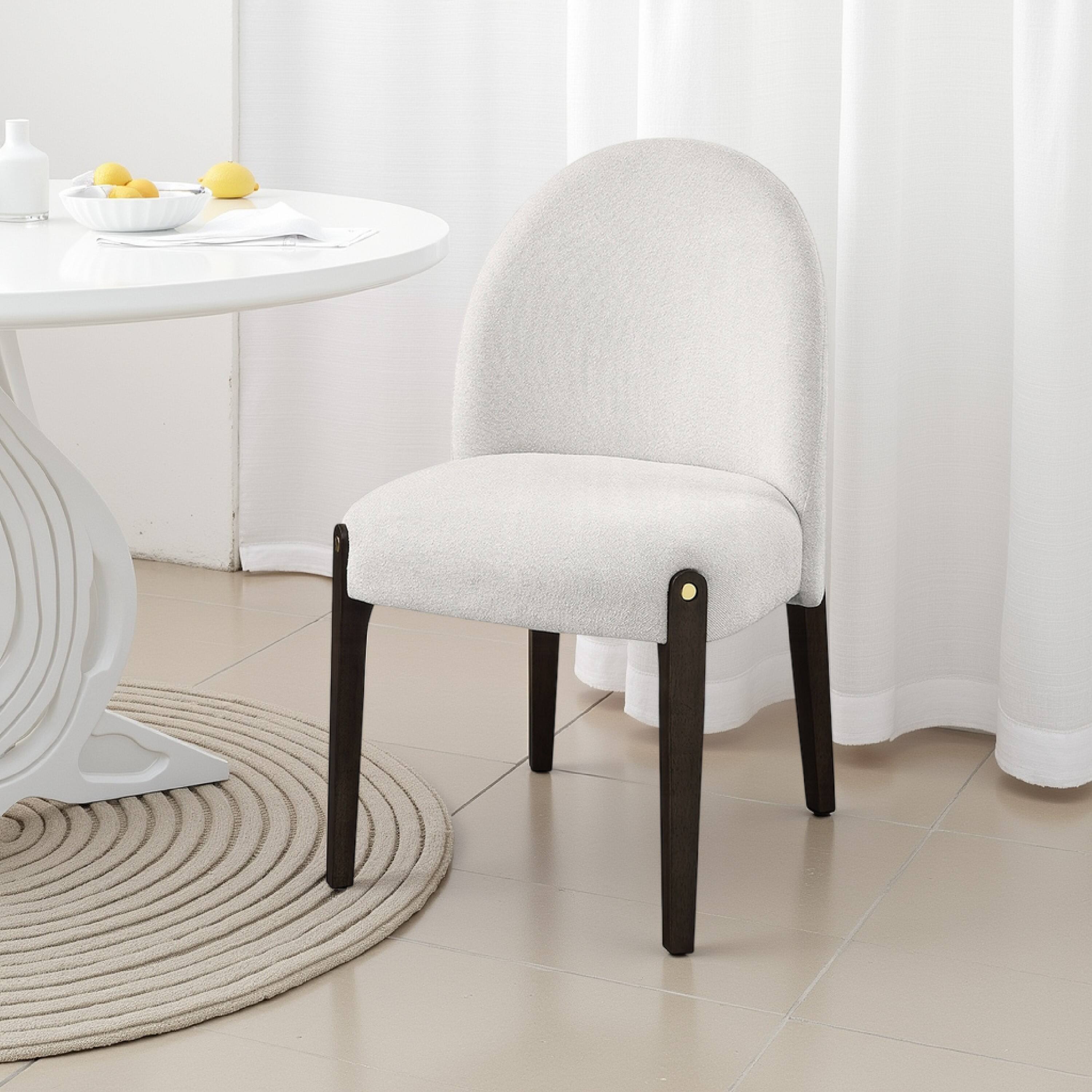 Alt View 5. Manhattan Lane - Jeh Side Dining Chair Set of 2, Beige Chenille - Beige, Espresso Brown.