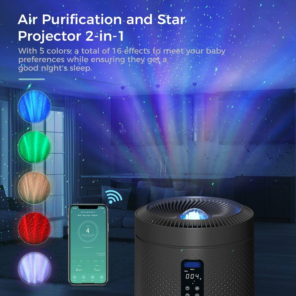 Air Purification and Star Projector 2-in-1

With 5 colors, a total of 16 effects to meet your baby preferences while ensuring they get a good night's sleep.