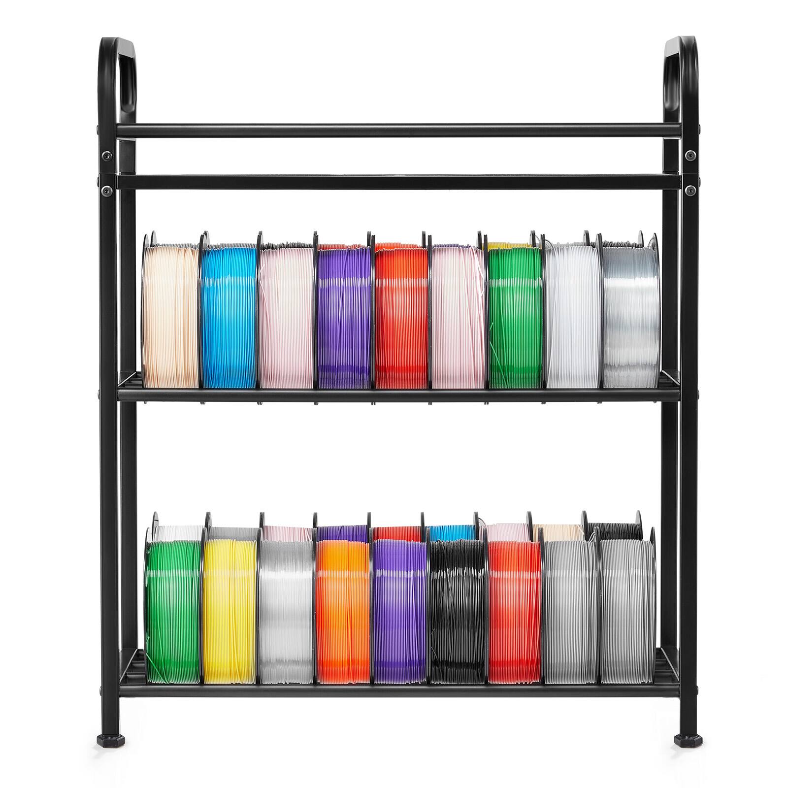 Alt View 5. VEVOR - 3D Printer Filament Storage Rack, 3 Tier Heavy Duty Storage Shelf, Rolling Filament Spool Holders Racks (Shelf Only) - Black.