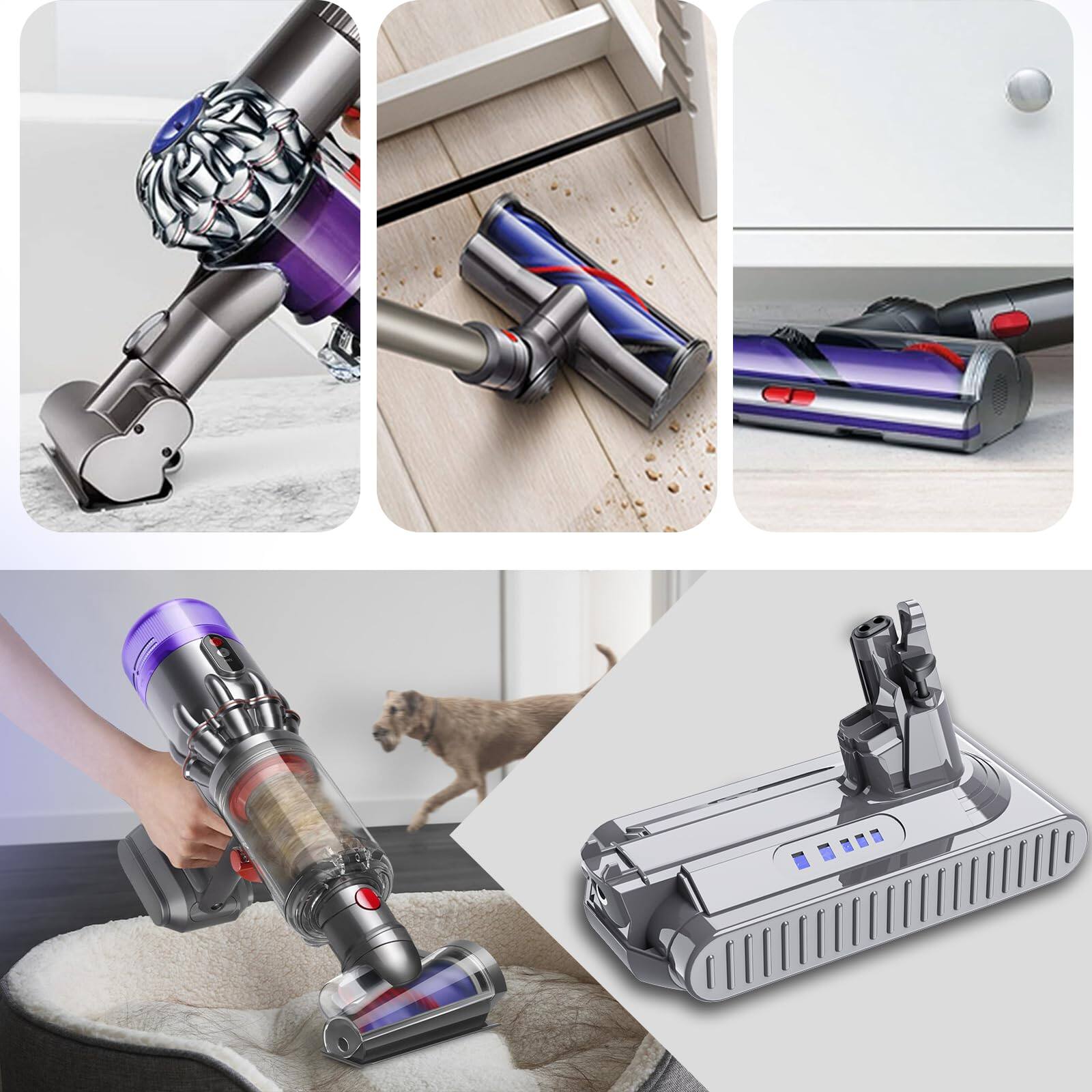 Alt View 6. Simple Plus+ - 25.2V Replacement for Dyson V10 Battery: 7000mAh Compatible with V10 Animal Absolute Motorhead SV12 Vacuum + Filter.