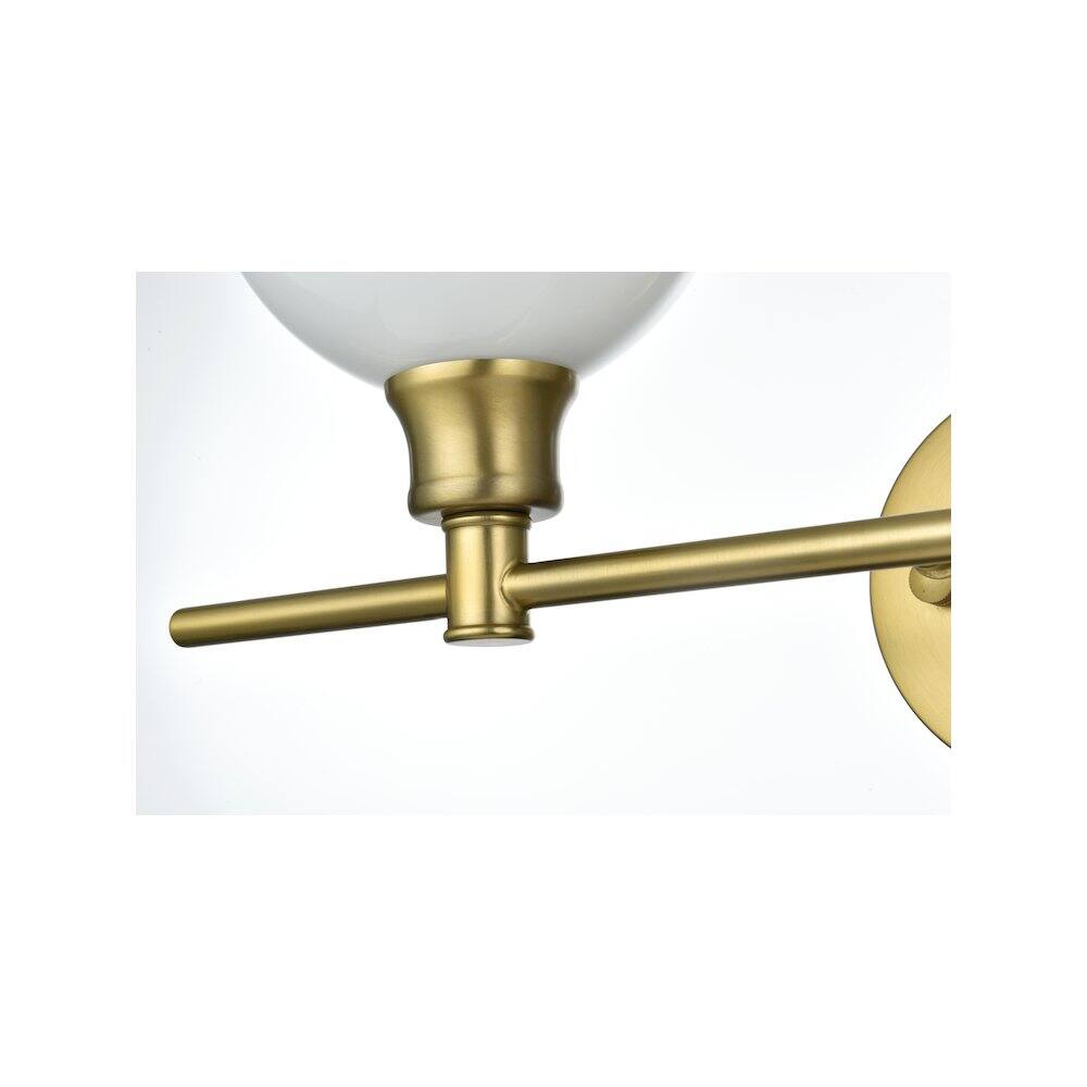 Alt View 1. Living District - Collier 2 Light Satin Gold and Frosted White Glass Wall Sconce - Satin Gold.