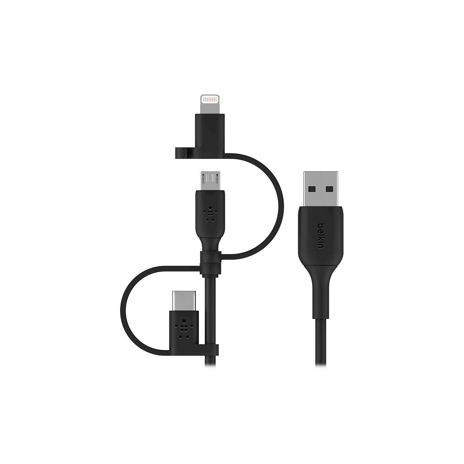 Front. Belkin - Belkin BOOST CHARGE Universal Lightning/Micro-USB/USB Type-C Cable, Black (CAC001bt1MBK).