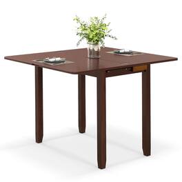 Gymax - Folding Dining Table for 4 People w/ Hidden Storage Rubber Wood Frame for Kitchen - Cherry Color