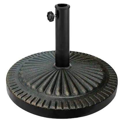 Front. Gymax - Gymax 30LBS Round Patio Market Umbrella Base Heavy-Duty Outdoor Stand - Black.
