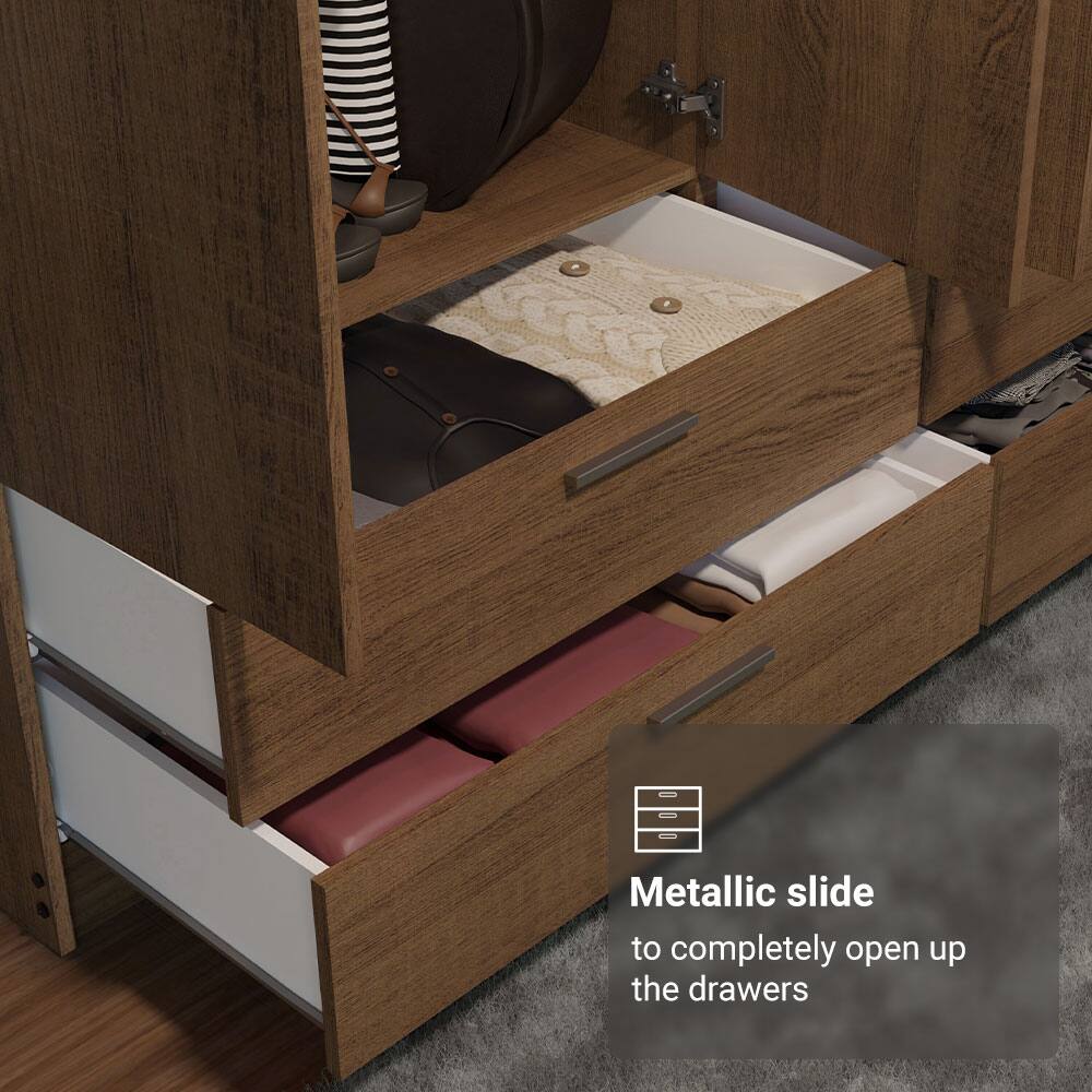 Metallic slide to completely open up the drawers