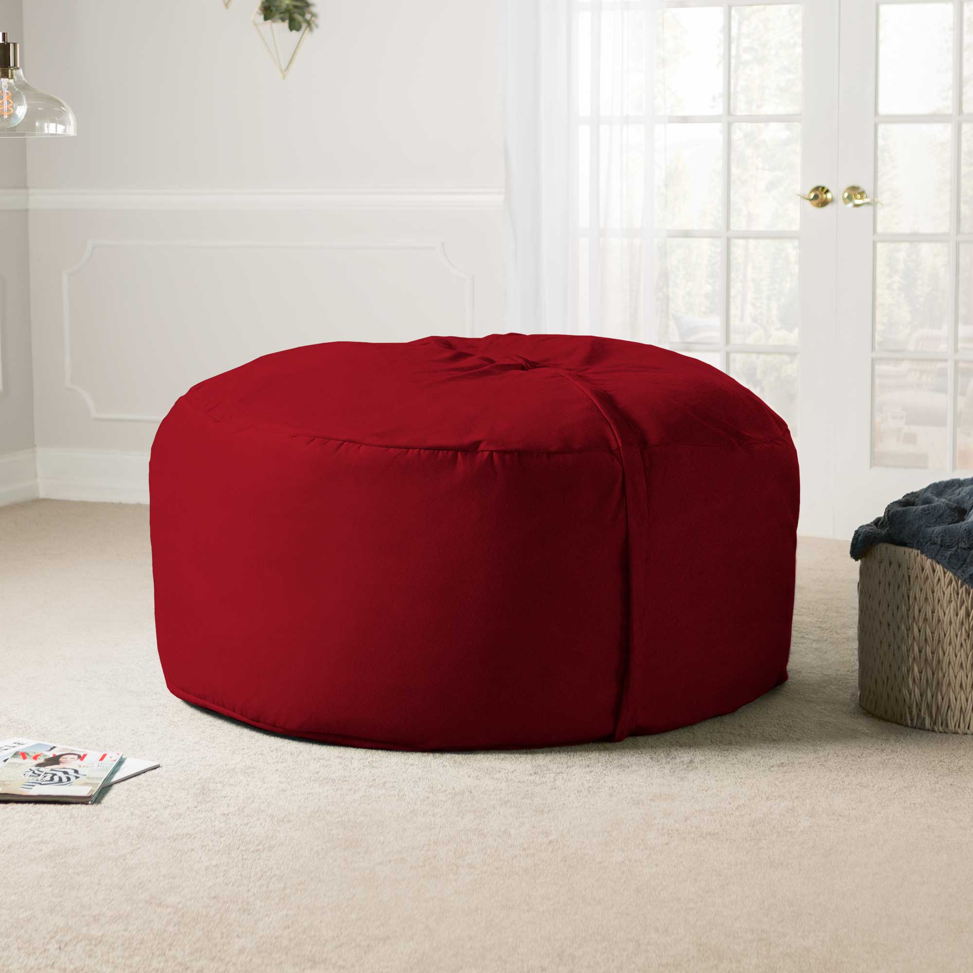 Alt View 4. Jaxx - Jaxx Saxx 5 Foot Large Bean Bag w/ Removable Cover, Cinnabar - Cinnabar.