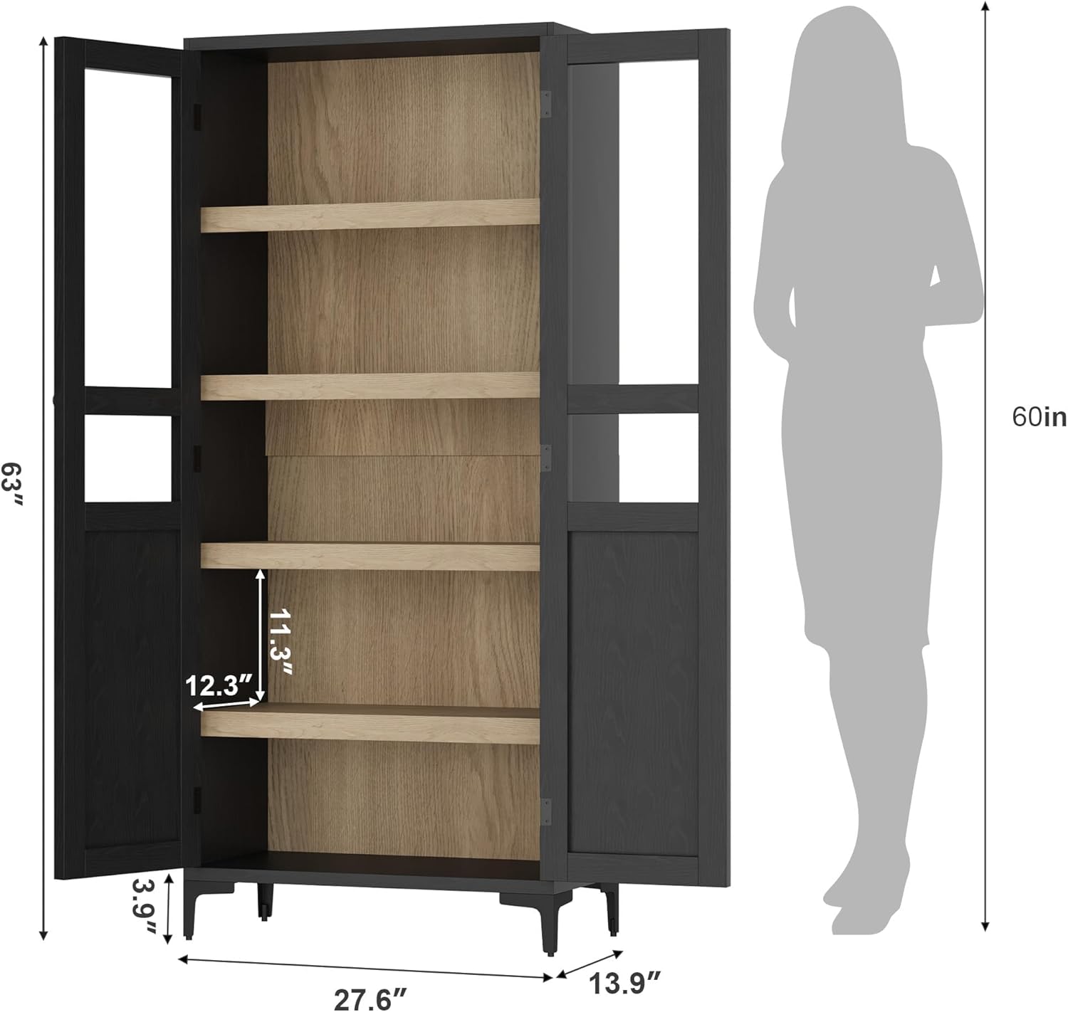 60in  
63"  
11.3"  
12.3"  
3.9"  
27.6"  
13.9"