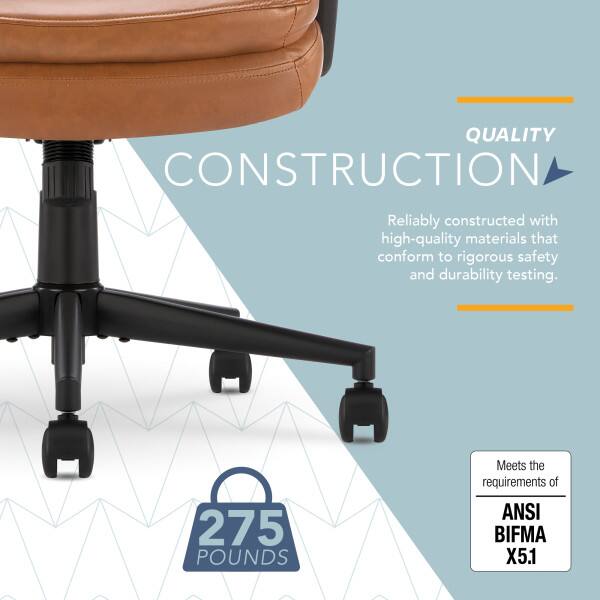 QUALITY CONSTRUCTION  
Reliably constructed with high-quality materials that conform to rigorous safety and durability testing.  

275 POUNDS  
Meets the requirements of ANSI BIFMA X5.1